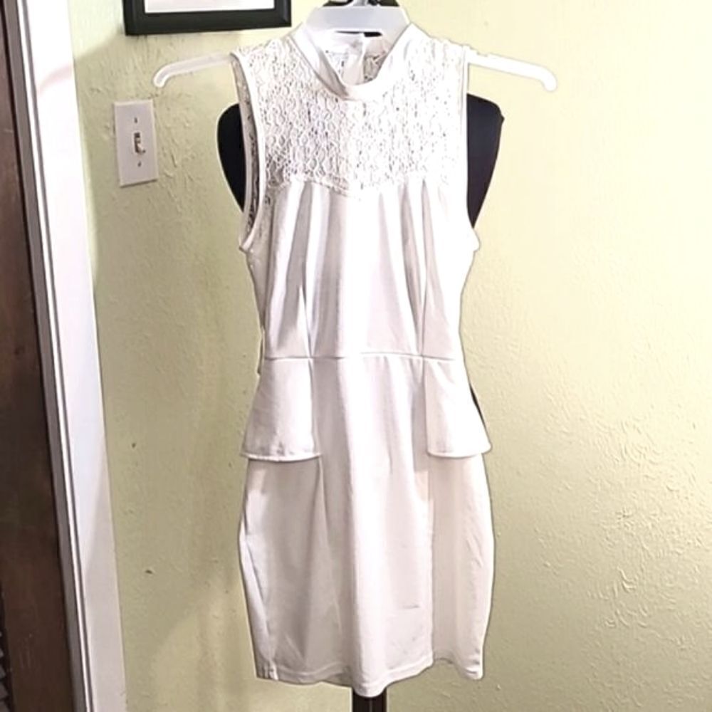 Be You tiful - Ivory Dress, Cropped in the back, Lacey, Size M,  NWT